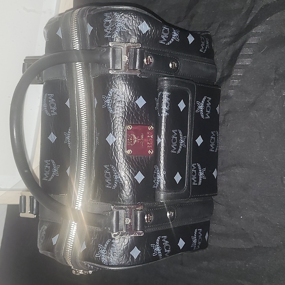 MCM Visetos Black Boston Bag - Picture 4 of 15